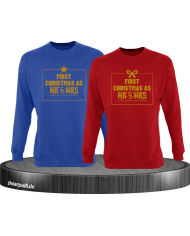 First Christmas as Mr and Mrs Weihnachten Partnerlook Sweatshirts in rot blau gold