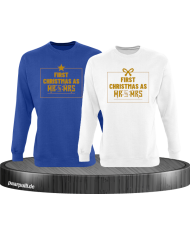 First Christmas as Mr and Mrs Weihnachten Partnerlook Sweatshirts in blau gold