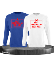 First Christmas as Mr and Mrs Weihnachten Partnerlook Sweatshirts in blau weiß rot