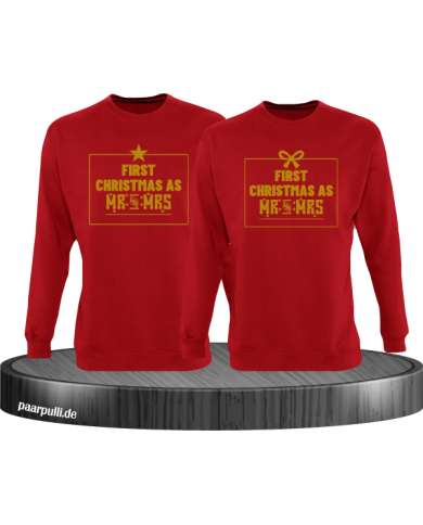 First Christmas as Mr and Mrs Weihnachten Partnerlook Sweatshirts in rot gold