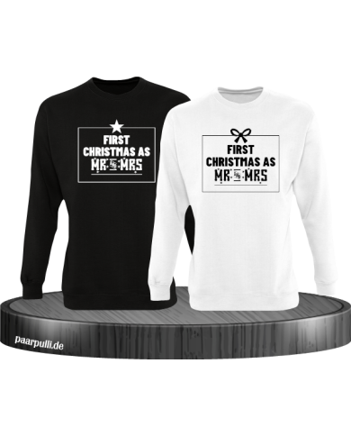 First Christmas as Mr and Mrs Weihnachten Partnerlook Sweatshirts in schwarz weiß First Christmas as Mr and Mrs Weihnachten Partnerlook Sweatshirts in schwarz weiß