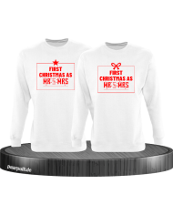 First Christmas as Mr and Mrs Weihnachten Partnerlook Sweatshirts in weiß rot