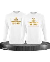 First Christmas as Mr and Mrs Weihnachten Partnerlook Sweatshirts in weiß gold