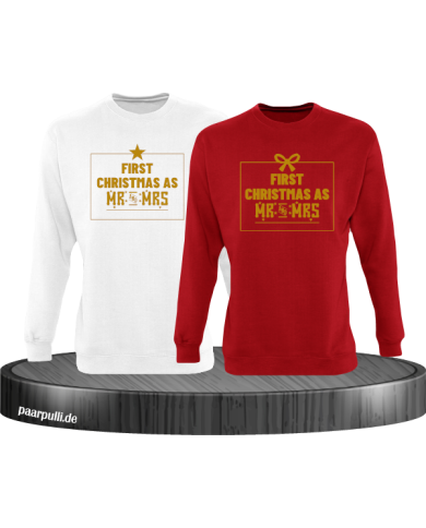 First Christmas as Mr and Mrs Weihnachten Partnerlook Sweatshirts in rot weiß gold