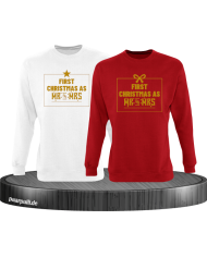 First Christmas as Mr and Mrs Weihnachten Partnerlook Sweatshirts in rot weiß gold