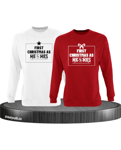 First Christmas as Mr and Mrs Weihnachten Partnerlook Sweatshirts in weiß rot