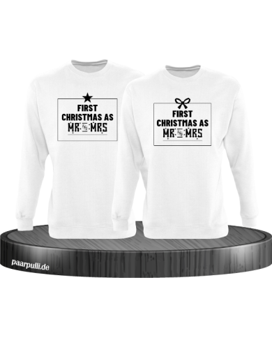 First Christmas as Mr and Mrs Weihnachten Partnerlook Sweatshirts in weiß