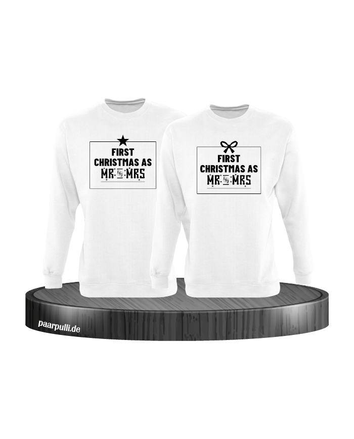 First Christmas as Mr and Mrs Weihnachten Partnerlook Sweatshirts in weiß