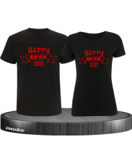 Happy New Year 2021 partnerlook shirts schwarz rot