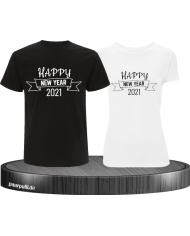 Happy New Year 2021 partnerlook shirts schwarz weiß