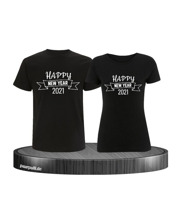 Happy New Year 2021 partnerlook shirts schwarz