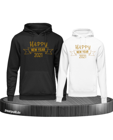Happy New year 2021 Hoodies in schwarz weiß gold