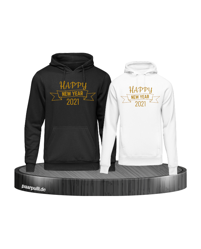 Happy New year 2021 Hoodies in schwarz weiß gold