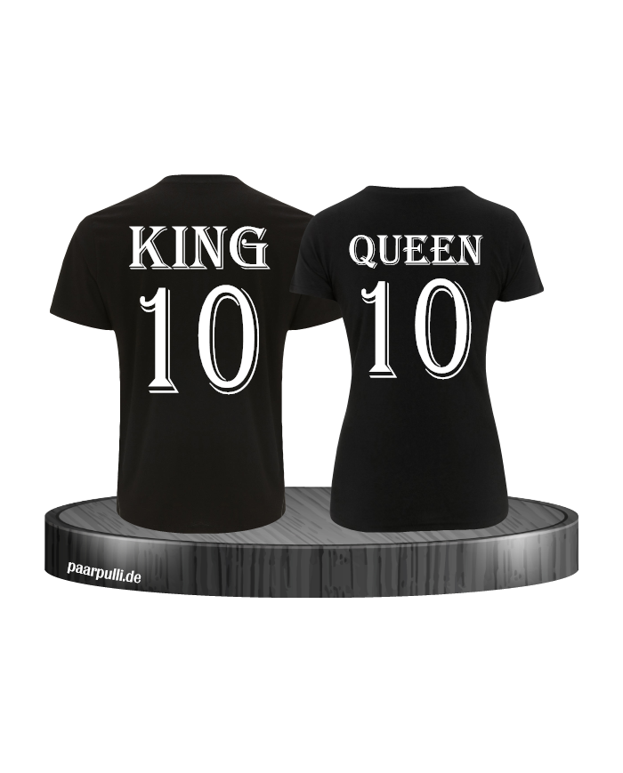 King und Queen mit Wunschzahl Pärchen T-Shirts in schwarz