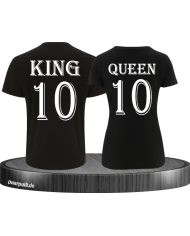King und Queen mit Wunschzahl Pärchen T-Shirts in schwarz