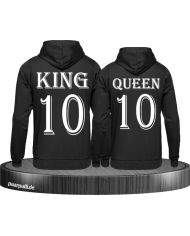King und Queen mit Wunschzahl Pärchen Hoodies in schwarz
