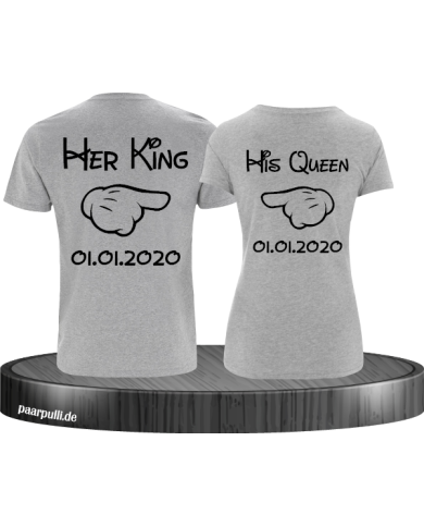 Her King His Queen comic design mit Wunschdatum in grau schwarz