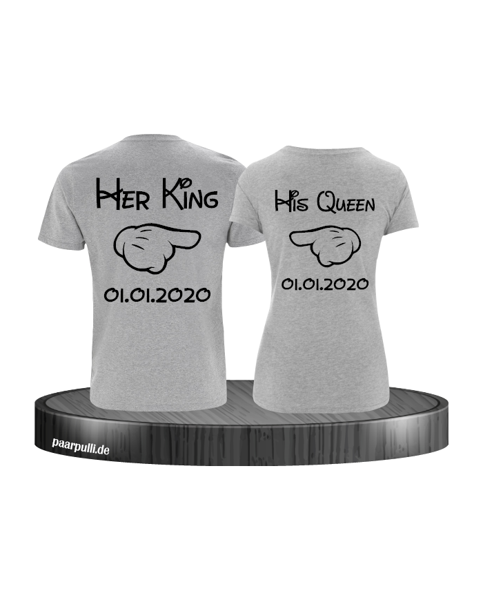 Her King His Queen comic design mit Wunschdatum in grau schwarz