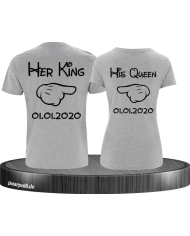 Her King His Queen comic design mit Wunschdatum in grau schwarz
