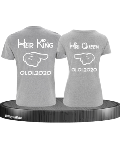 Her King His Queen comic design mit Wunschdatum in grau weiß