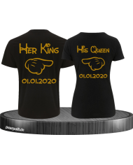 Her King & His Queen Comic Design mit Wunschdatum Partner-Shirts
