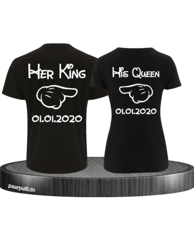 Her King His Queen comic design mit Wunschdatum in schwarz weiß