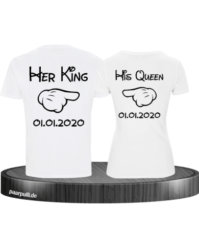 Her King His Queen comic design mit Wunschdatum in weiß