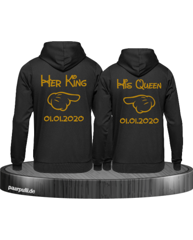 Her King His Queen comic design mit Wunschdatum in schwarz gold
