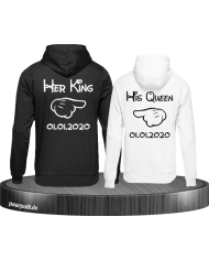 Her King His Queen comic design mit Wunschdatum in schwarz weiß