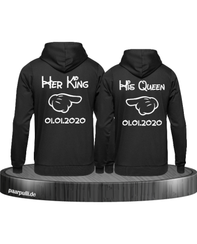 Her King His Queen comic design mit Wunschdatum in schwarz