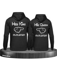 Her King His Queen comic design mit Wunschdatum in schwarz