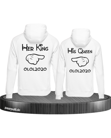 Her King His Queen comic design mit Wunschdatum in weiß Her King His Queen comic design mit Wunschdatum in weiß