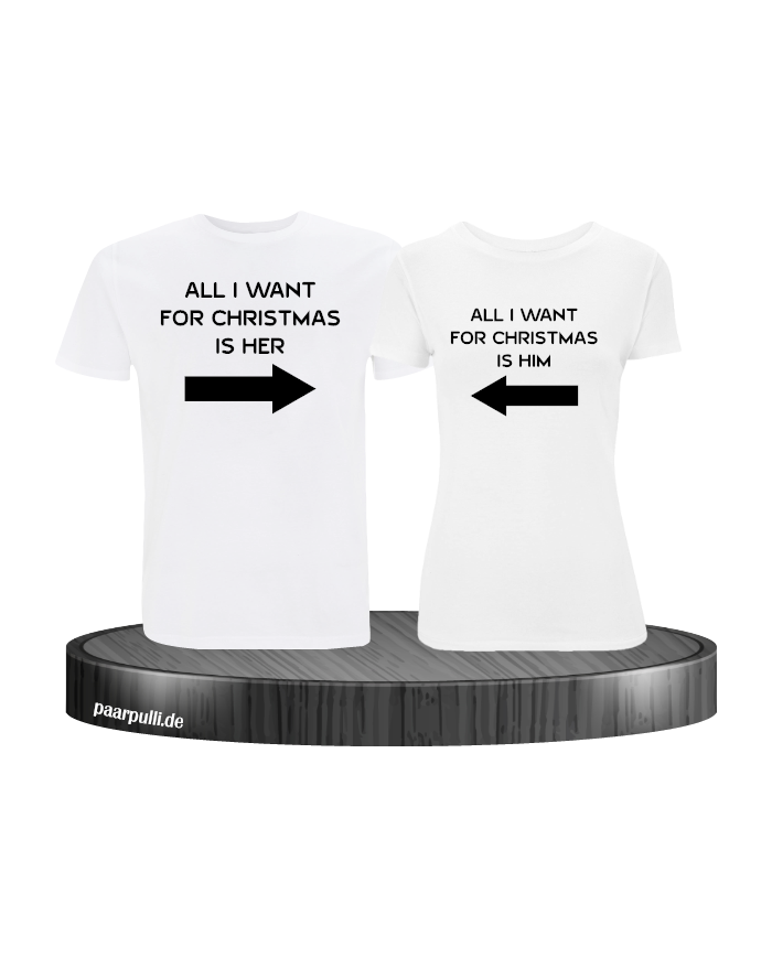 All i want for Christmas Partnerlook T-Shirts in weiß