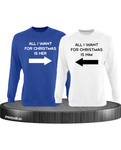 All i want for Christmas Partnerlook Sweater in blau weiß