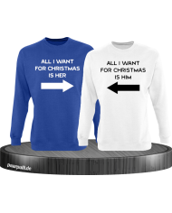 All i want for Christmas Partnerlook Sweater in blau weiß