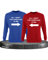 All i want for Christmas Partnerlook Sweater in blau rot