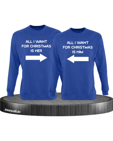 All i want for Christmas Partnerlook Sweater in blau All i want for Christmas Partnerlook Sweater in blau