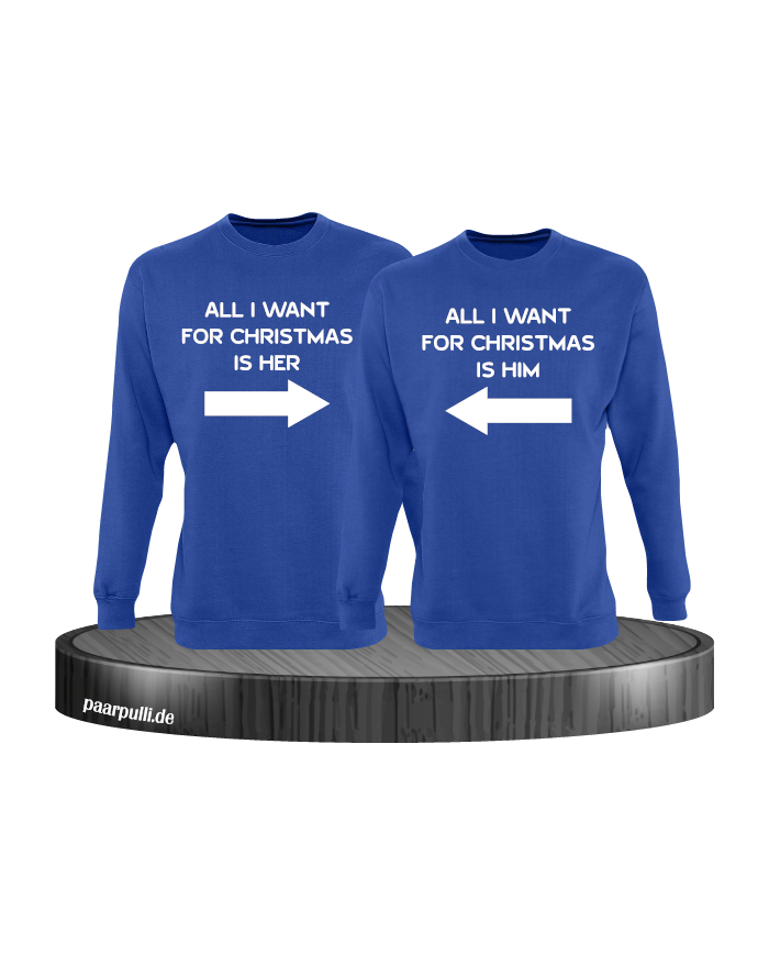 All i want for Christmas Partnerlook Sweater in blau