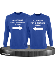 All i want for Christmas Partnerlook Sweater in blau