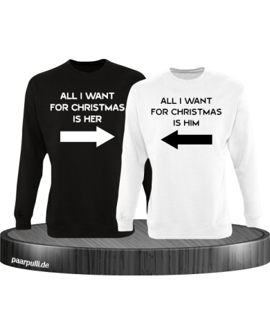 All i want for Christmas Partnerlook Sweater in schwarz weiß