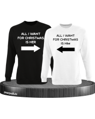 All i want for Christmas Partnerlook Sweater in schwarz weiß