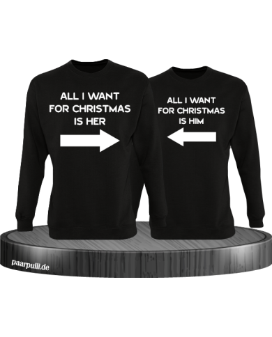 All i want for Christmas Partnerlook Sweater in schwarz