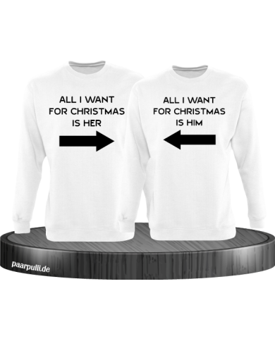All i want for Christmas Partnerlook Sweater in weiß All i want for Christmas Partnerlook Sweater in weiß