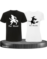 her beast his beauty partnerlook t shirts in schwarz weiß
