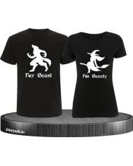 her beast his beauty partnerlook t shirts in schwarz