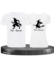 her beast his beauty partnerlook t shirts in weiß
