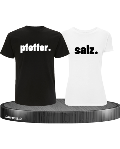 pfeffer und salz partnerlook t shirts in schwarz und weiß