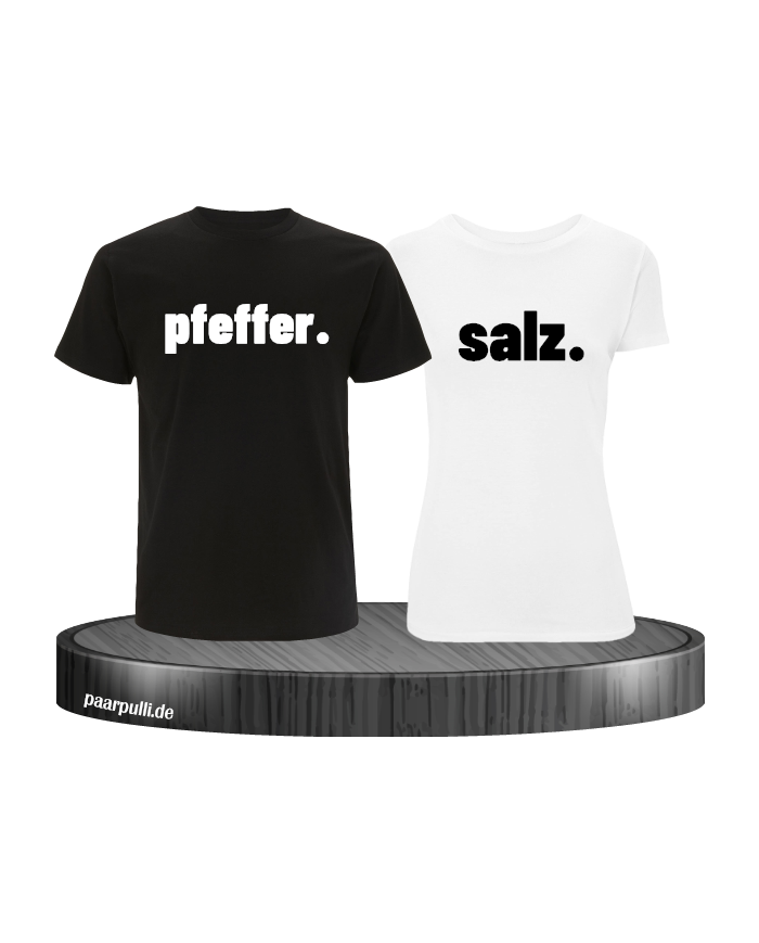 pfeffer und salz partnerlook t shirts in schwarz und weiß