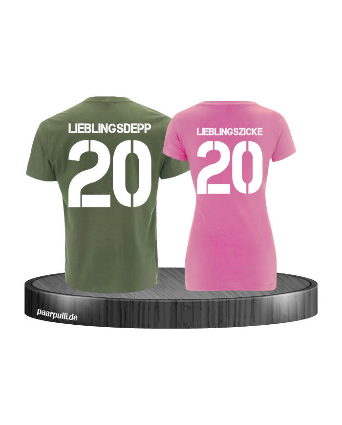 lieblingsdepp lieblingszicke partnerlook shirts in khaki rosa