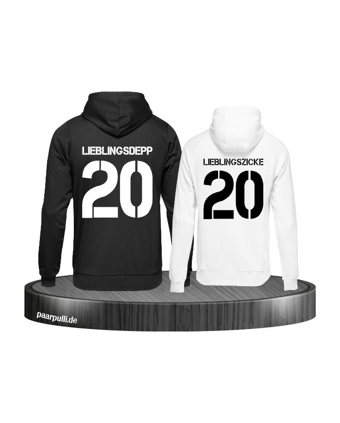 lieblingsdepp lieblingszicke partnerlook hoodies in schwarz weiß